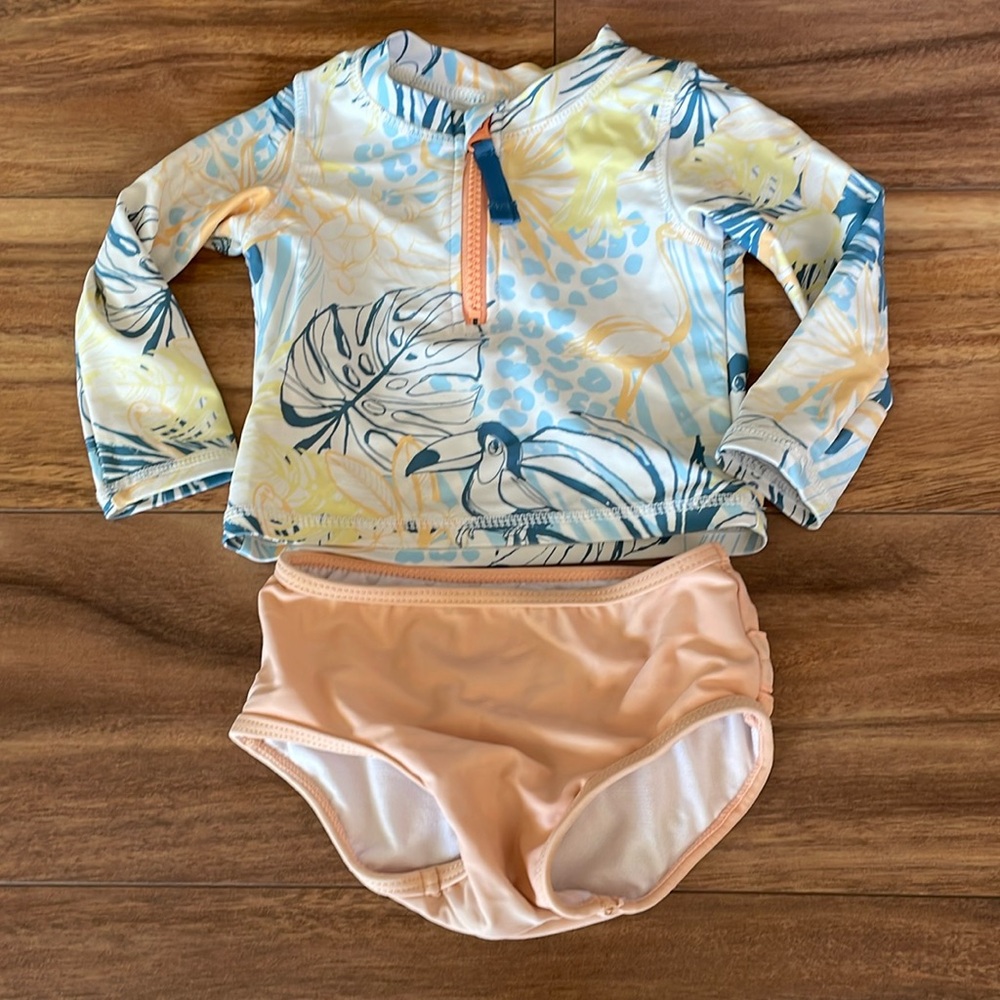 Ruffle Butts Swim Set Tropical Birds